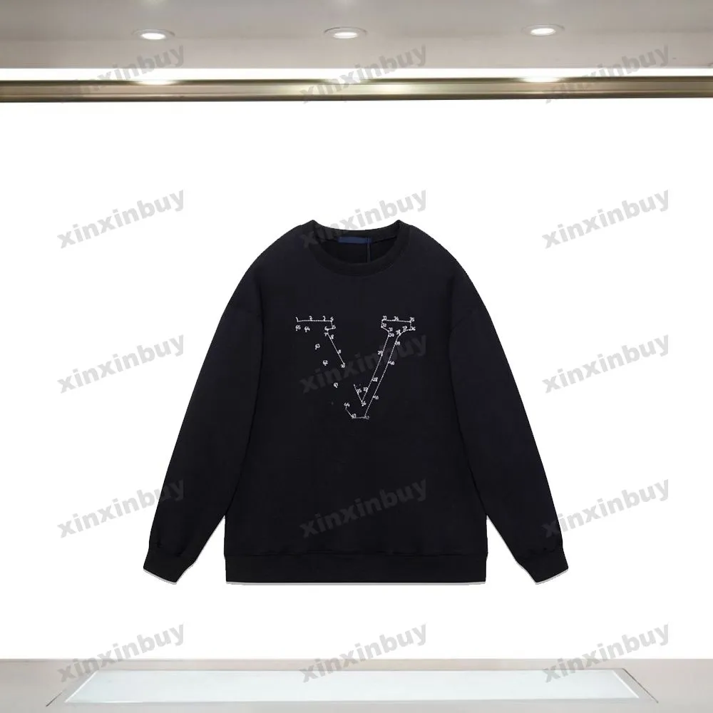 xinxinbuy män kvinnor designer sweatshirt hoodie paris nummer brev broderi tröja blå svart grön xs-xl