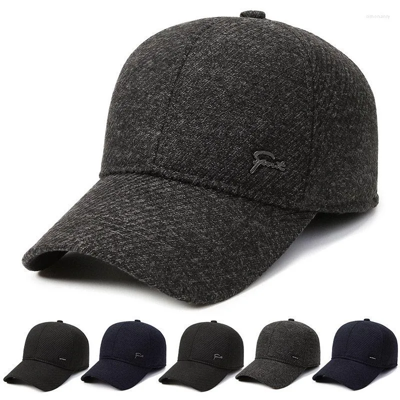 Boll Caps Male Sports Baseball Outdoor Autumn Winter Woolen Hats Ear Protection Casual All-Match Warm Justerable