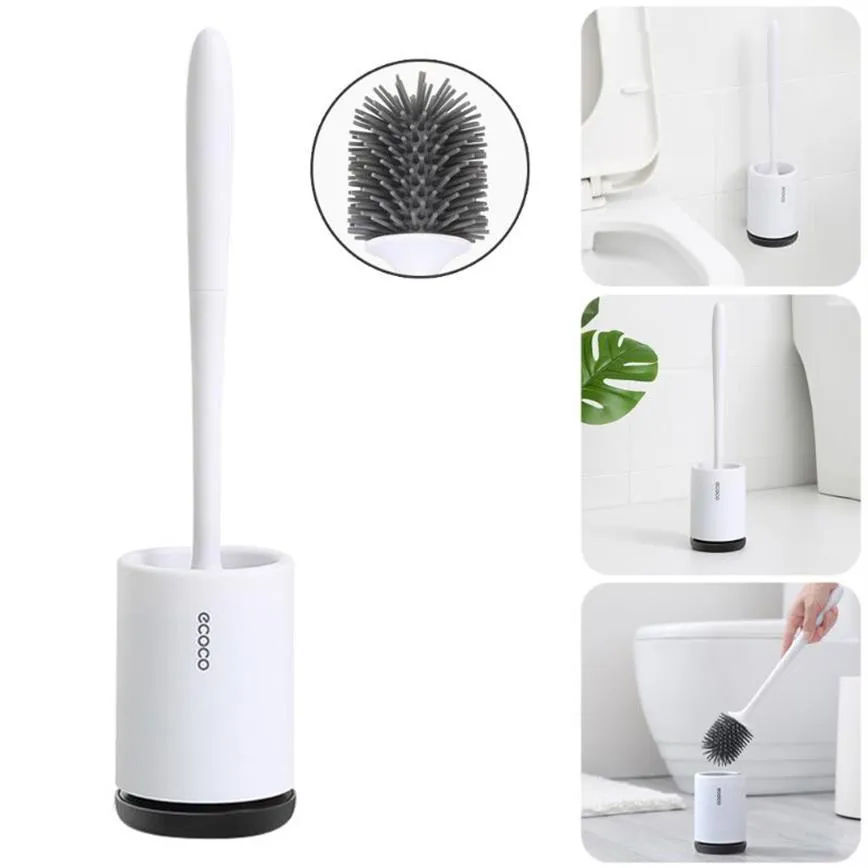 Silicone Toilet Brush Holder Sets Wc Wall Hanging Household Floor Standing Bathroom Cleaning Accessories Soft Bristles TPR Head Ba232f