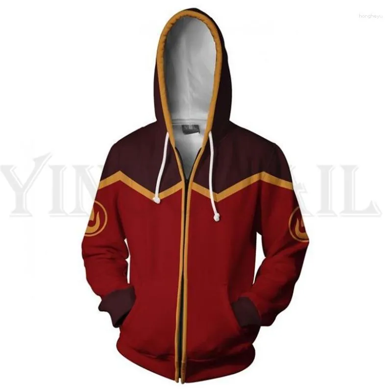 Sweats à capuche pour hommes Sweatshirts Hommes et femmes Zipper Anime Avatar The Last Airbender 3d Print Hooded Jacket For Boys Harajuku Streetwear