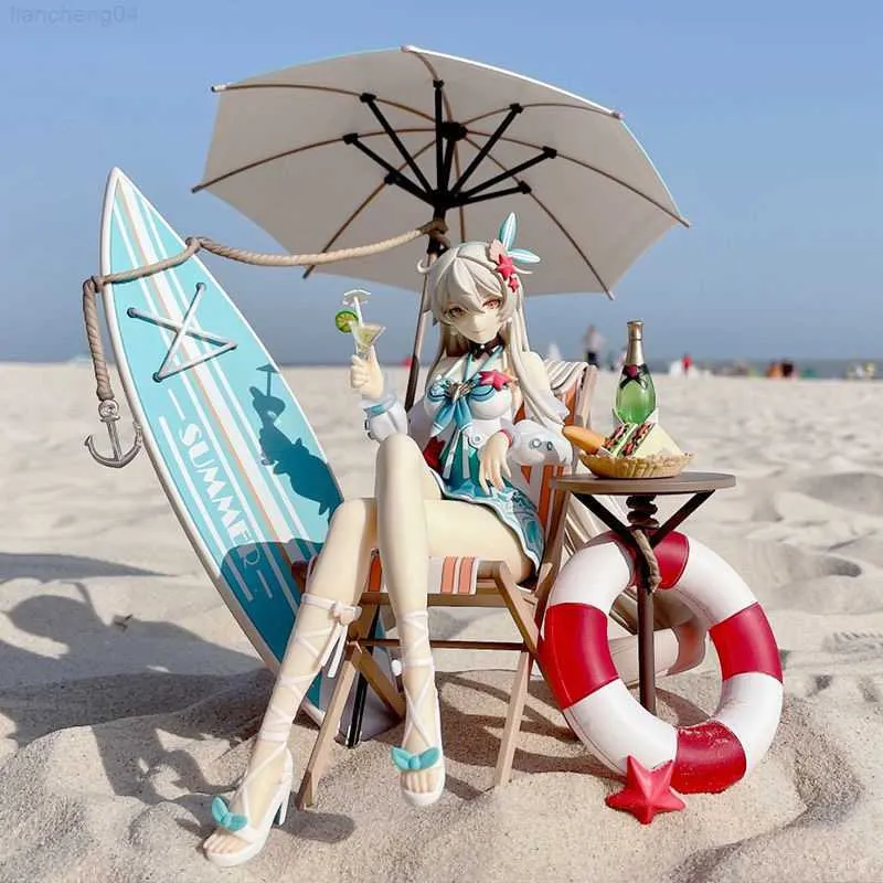 Anime Manga Honkai Impact 3. Kiana Kaslana Ver. PVC Anime Action Figure Sand Beach Shade Kiana Kaslana Sexy Girl Model Doll Prezenty L230717