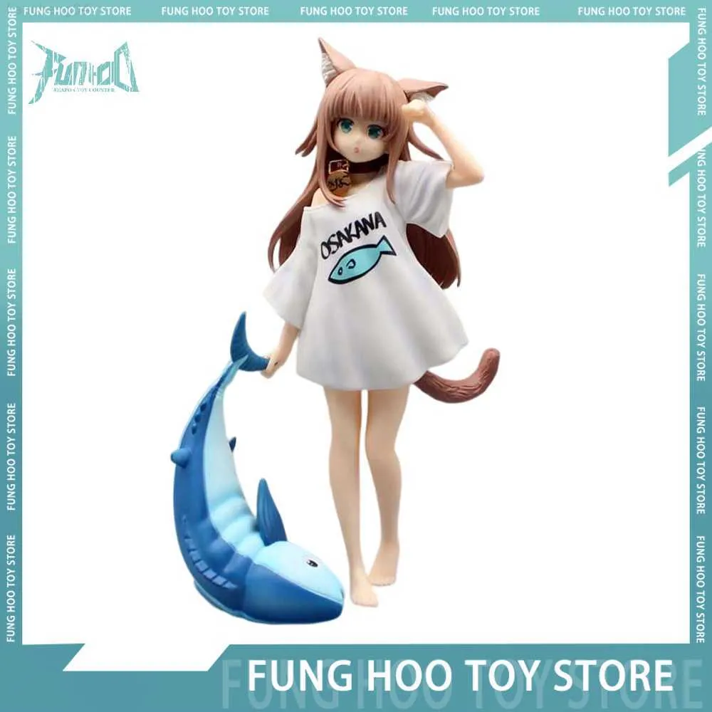 Anime Mangá 23 cm Meu gato é uma linda garota Anime Figura Kinako Figuras de ação Estatueta de ação Kawaii Cat Girl Estátua Pegando Decoração Pingente Modelo Brinquedos L230717