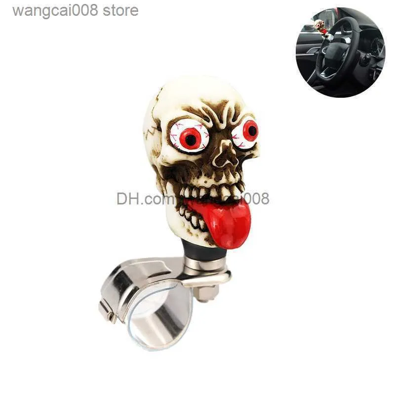 Interior Decorations Skull Head Steering Wheel Suicide Spinner Car Turning Grip Handle Assist Knob Fun Grimace Style Fit Most Vehicles T230717