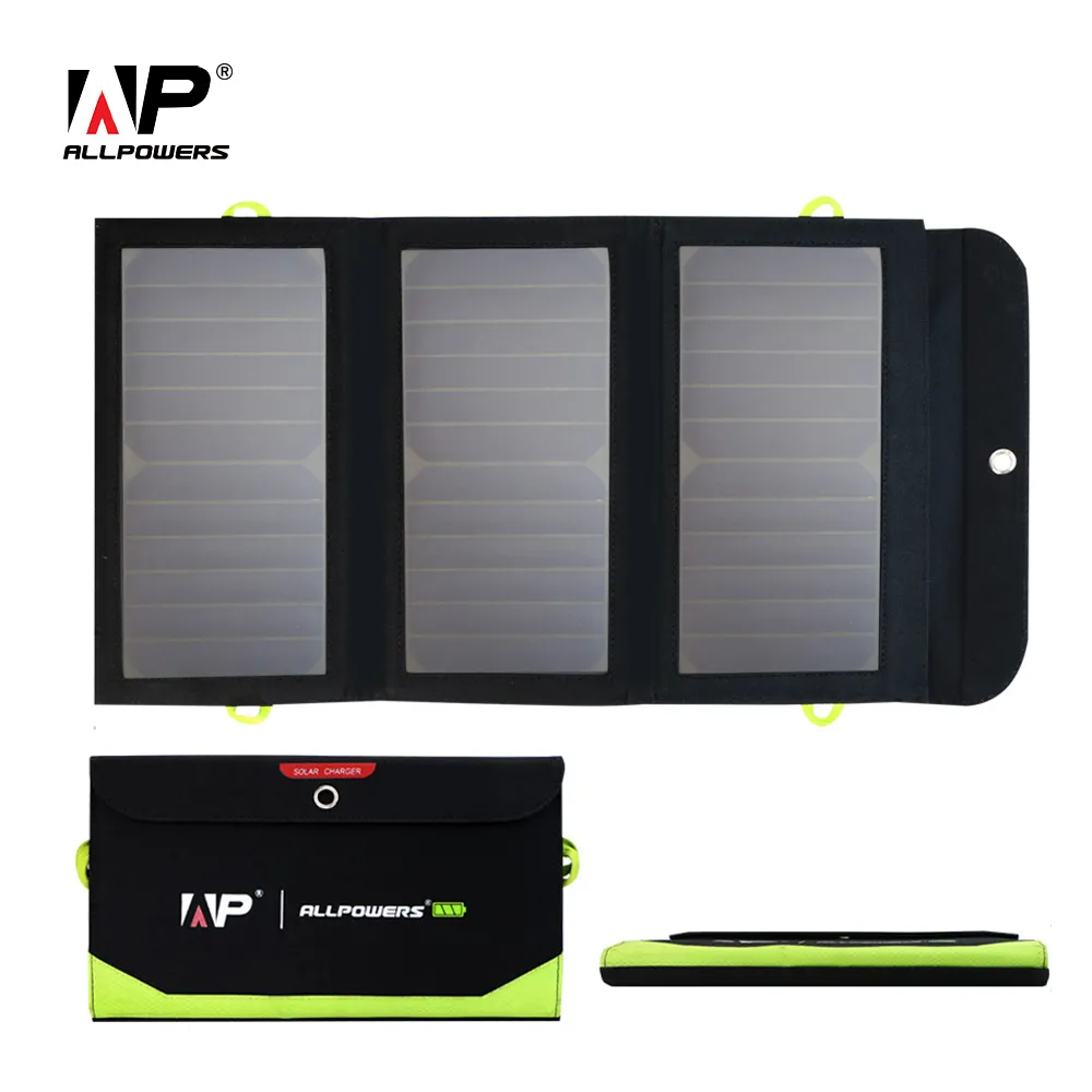 Akumulatory Allpowers Składane na zewnątrz panel słoneczny 5V 21W Wbudowany 10000 mAh Bateria USB TYPEC Portable ładowarka do telefonu komórkowego 230715