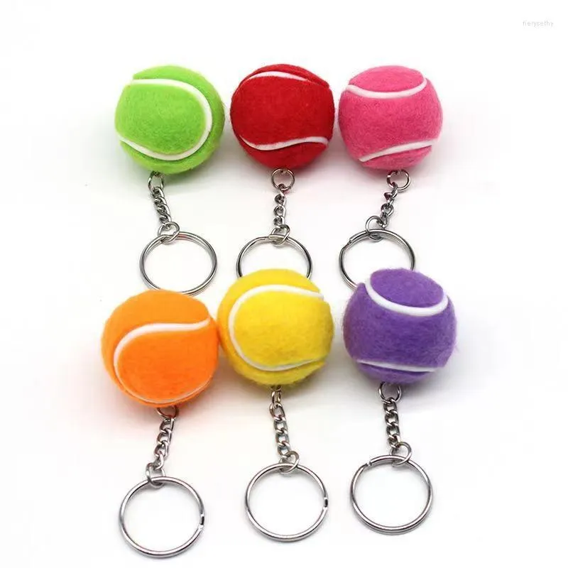 Keychains 20st Tennis Bag Pendant Plastic Mini Ball Key Chain Small Ornament Sport Annons Keychain Fans Souvenirer Ring