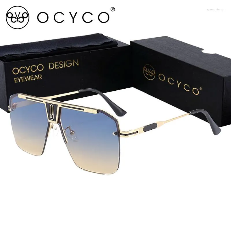 Sonnenbrille OCYCO Mode Metall Punk Spleißen Gradienten Männer Sonnenbrille Frauen Sonnenbrille Oculos Feminino Lentes Gafas De Sol UV400