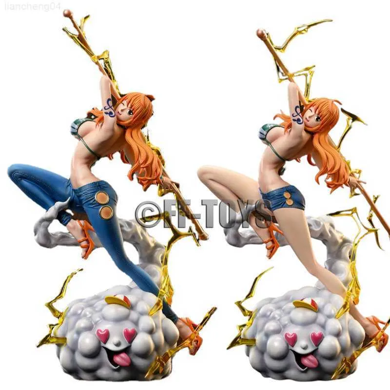 Anime Manga 29 cm Anime One Piece Nami Figure Gk Statue Nami PVC Figurines Collection Modèle Poupée Jouets Cadeaux L230717