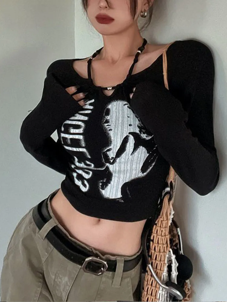 トップス heaven Time Travel Crop Longsleeve y2k Y2K Long Sleeve Crop Top | Y2K Wave