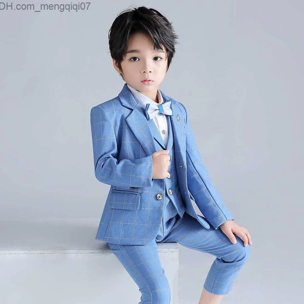 Clothing Sets Boys' Formal Wedding Party Evening Dress Set Children's Jacket Tank Top Trouser Tie Photo Set Children's Performance Ceremony Clothing Z230717