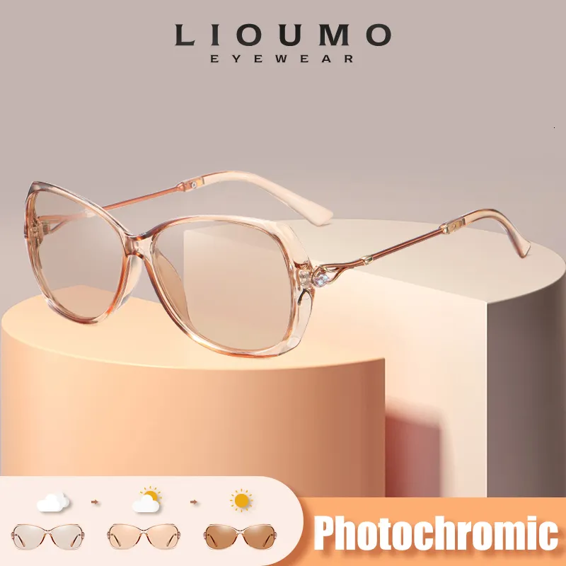 Okulary przeciwsłoneczne lioumo eleganckie dochromic damskie spolaryzowane kameleon obiektyw luksusowe okulary przeciwsłoneczne panie Uv400 Lentes de sol Mujer 230717