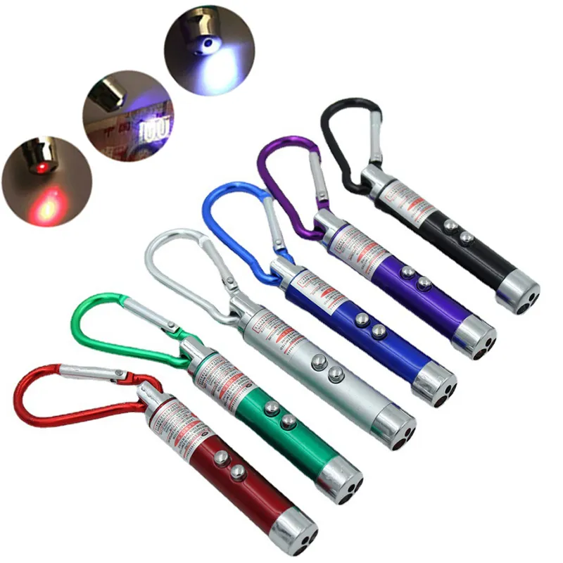 LED Laser Pointer Lightsaber Keychain With 3 Functions Mini Flashlights