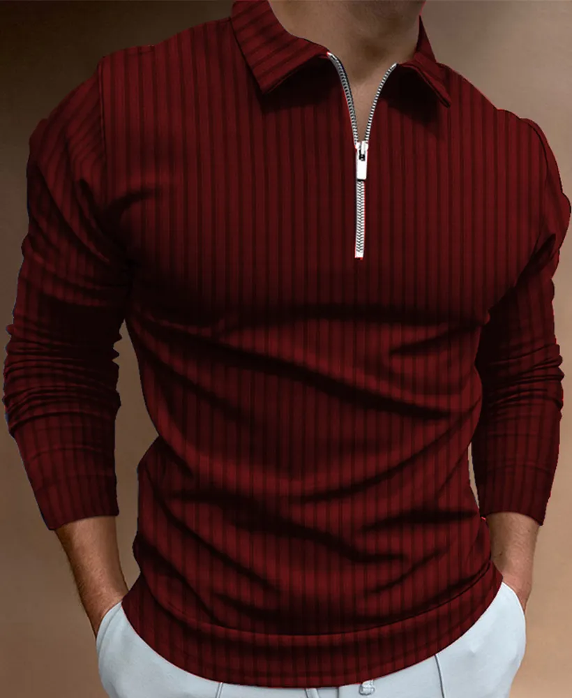 Herrpolos S5XL Men's Casual Autumn Long Sleeve Polo Shirts Men Male Zip Tee Shirt Men toppar Street Golf Clothing Clothing for Men 230715