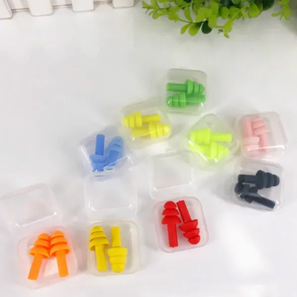 Silicone Earplugs Bathroom Swimmers Soft and Flexible Ear Plugs for shower travelling & sleeping reduce noise Ear plug Many colors RH08157