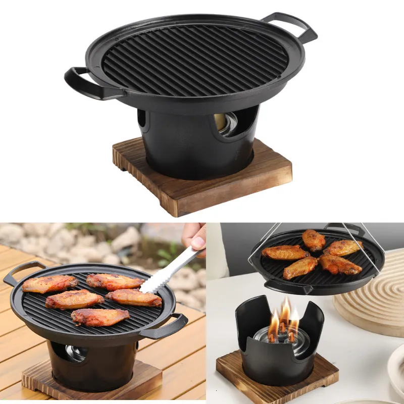 BBQ Grills Mini Grill Japanese Alcohol Spise Home rökfri grill utomhusplatta Rostning Köttverktyg 230715