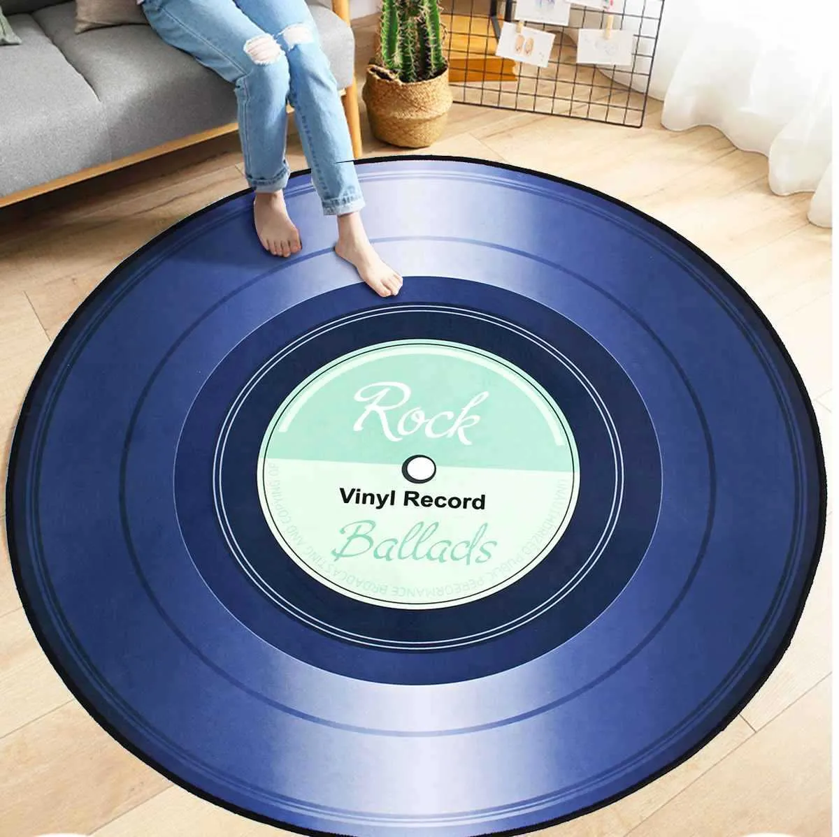 Carpets 4 Types of Carpet Round Carpet 3D Printed Vinyl Disc Rug Floor Mats for Non-slip Home Decor In Bedroom and Living Room R230717