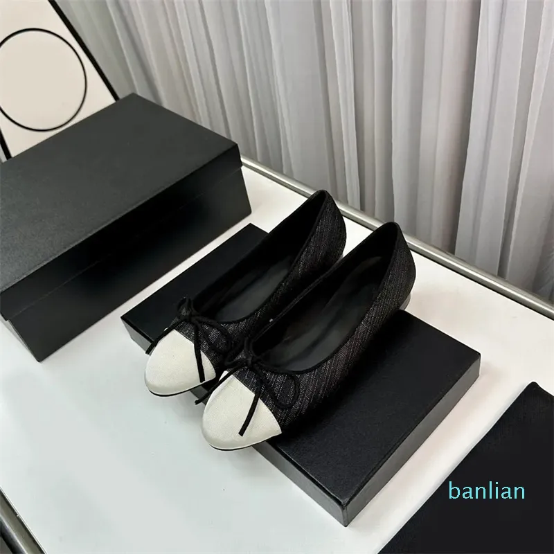 Flat Classic Ballet Buty w stylu Tweed z szwy z kratki moda wygodna pojedyncza projektowanie platformy projektantów fabrycznych pudełka na buty