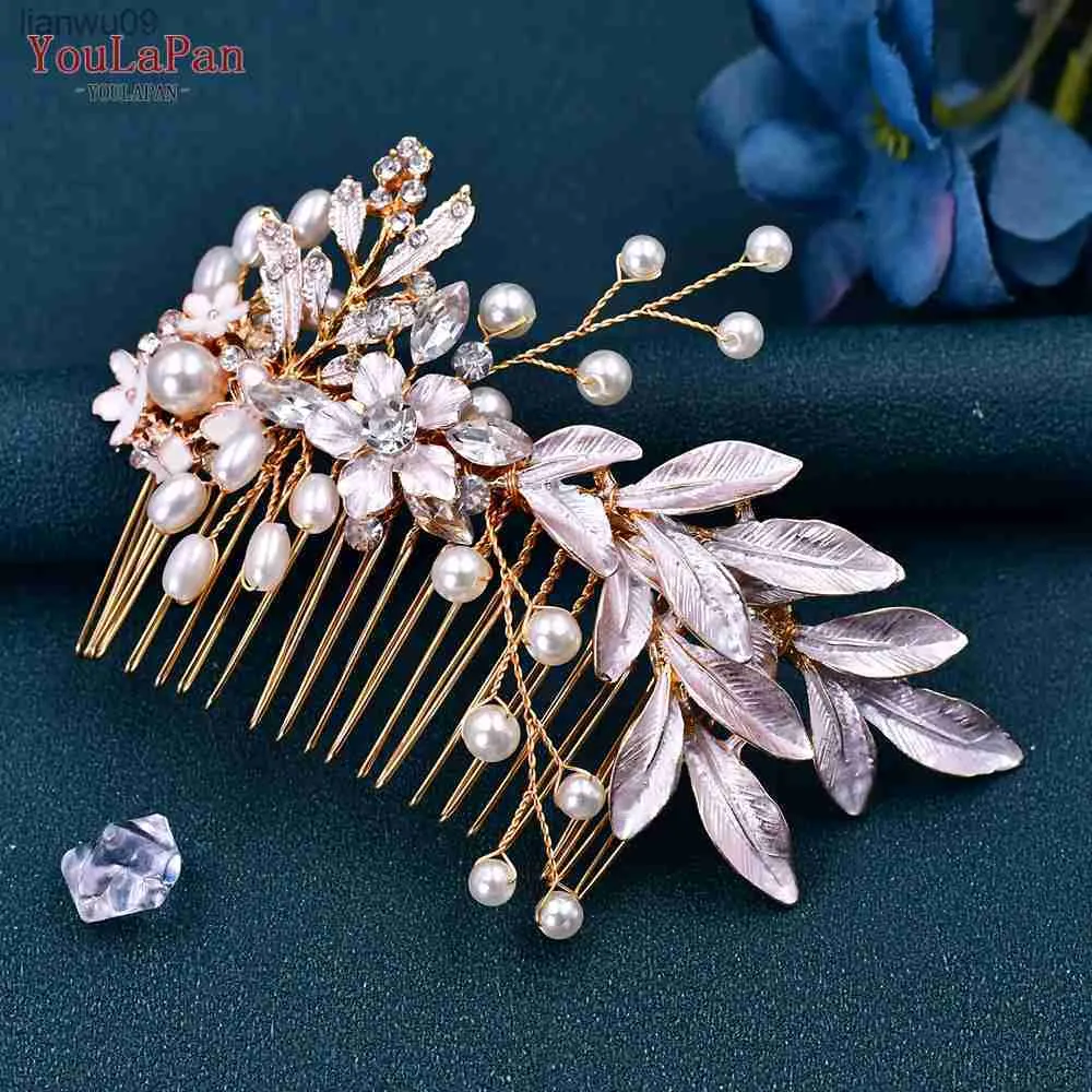 TOPQUEEN HP302 Hochzeit Haarkamm Metall Blatt Kopfschmuck für Frau Braut Kopfschmuck Haarschmuck Mädchen Haarschmuck Tiara L230704