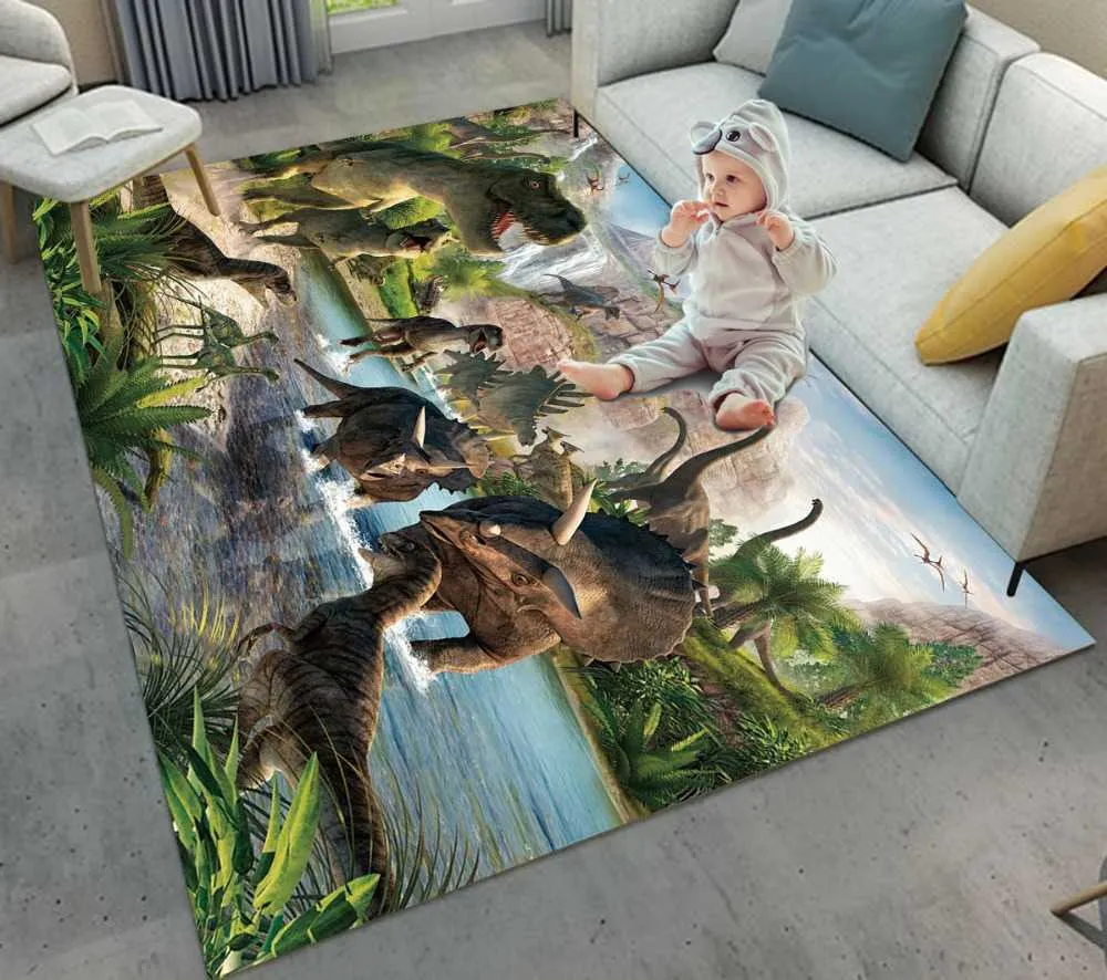 Dywany Dywany dinozaurowe i prymitywne dywany leśne do domu do domu dziecięcego Duża sypialnia korytarz joga drzwi kuchenne podłogowe mata R230717