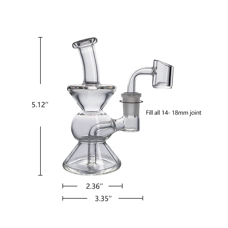 5.12 cala Gurd Mini przezroczysty szklany bongs rura wodna 4 gniazda Hookahs podwójna klepsydra Kształt Design Design Posiada 14 mm Banger US Warehouse Retail Order Bezpłatna wysyłka