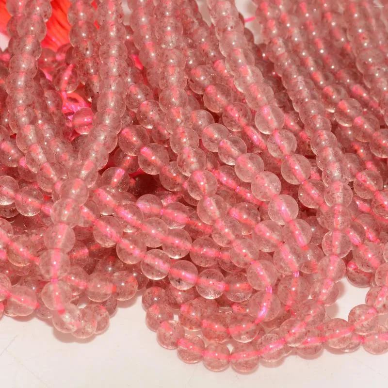 Löst ädelstenar naturliga jordgubbkvarts runda pärlor 4mm-4,2mm