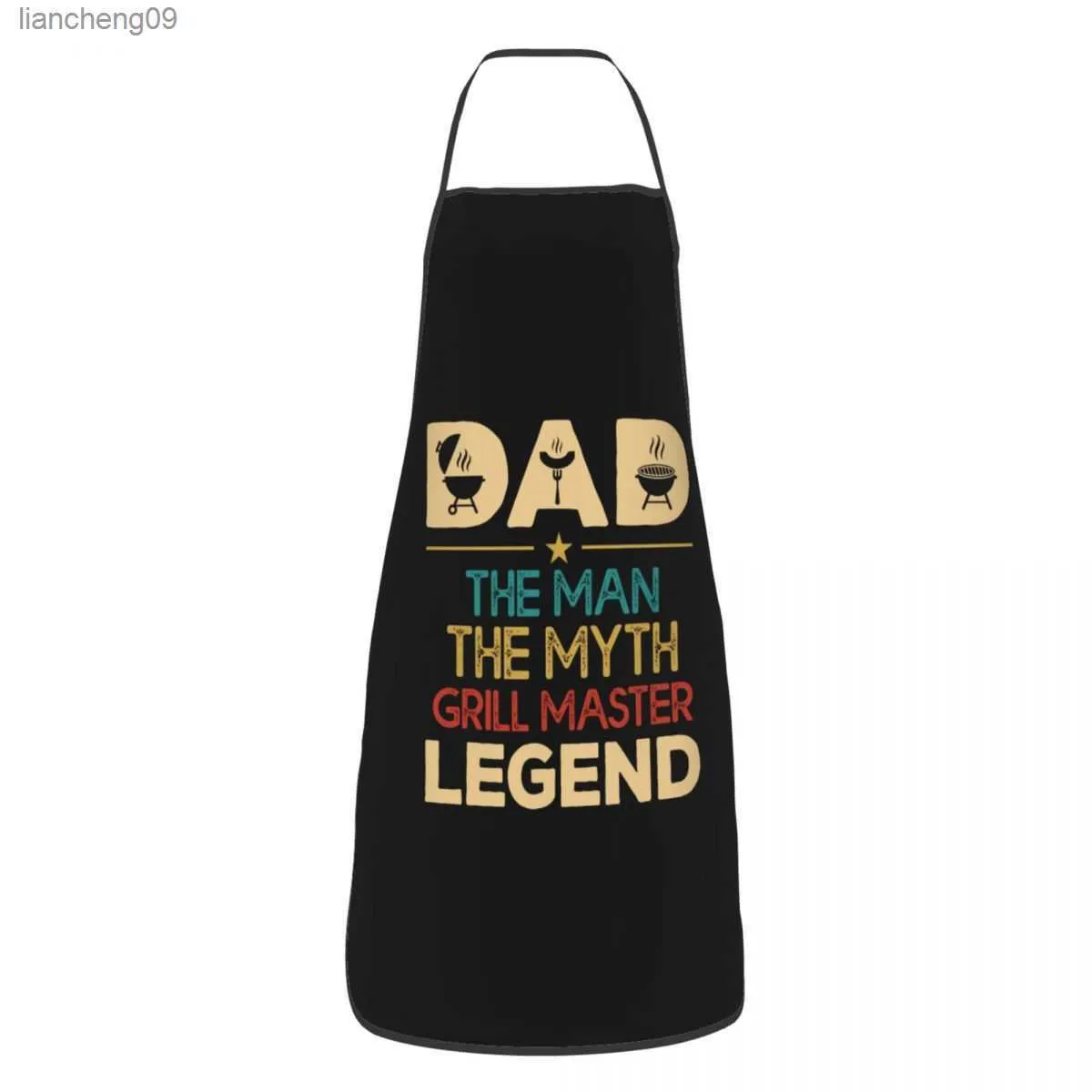 The Man The Myth The Grill Master Eprons for Men Men Farth Day Adult Kitchen Chef Bib Tabier Cuisine Cooking BakingL230620