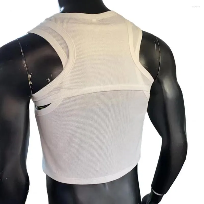 Men's Tank Tops Solid Color Top Stylish Street Fashion Comfortable Quick-drying Irregular Suspender Vest Sleeveless Men