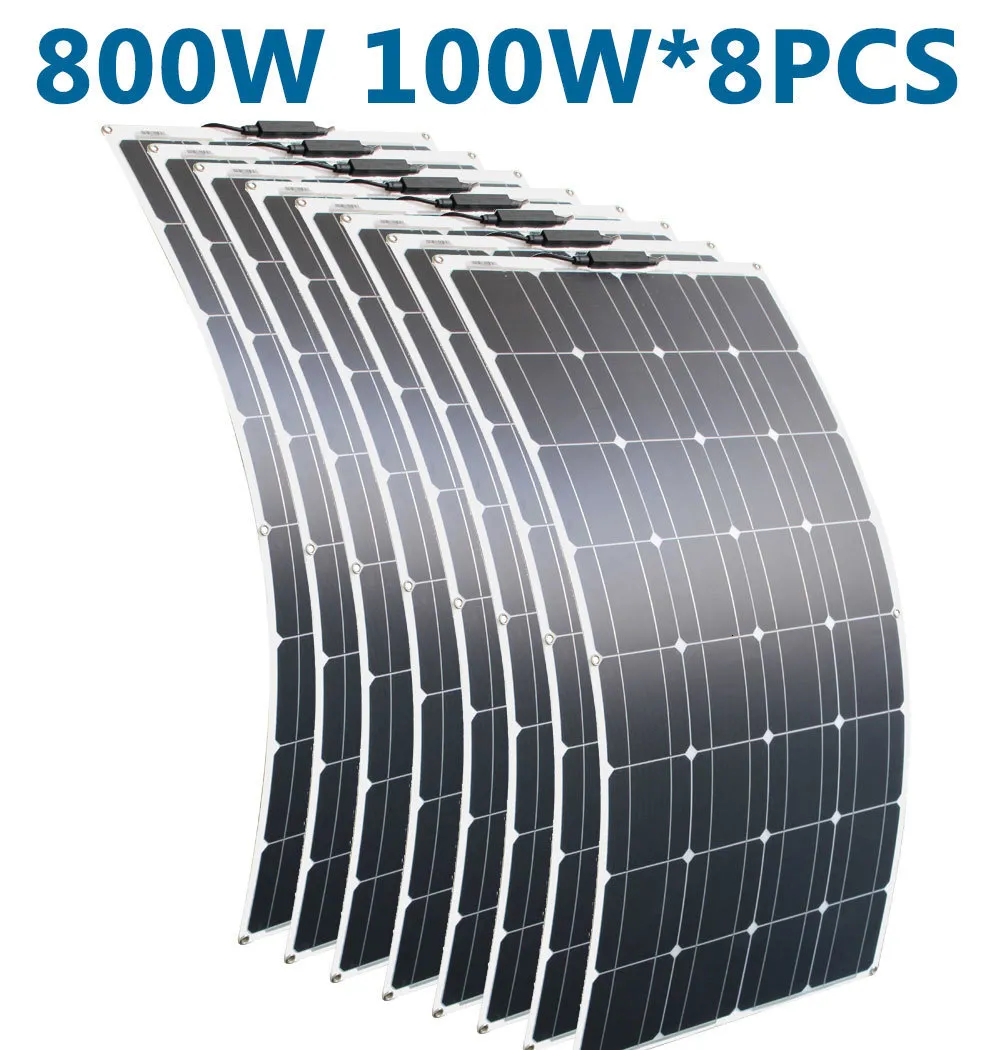 Piller DGsun Işığı 100W 200W 12V Taşınabilir Güneş Paneli Esnek 16V 800W Plaka Hücreleri Monokristal Silikon 230715