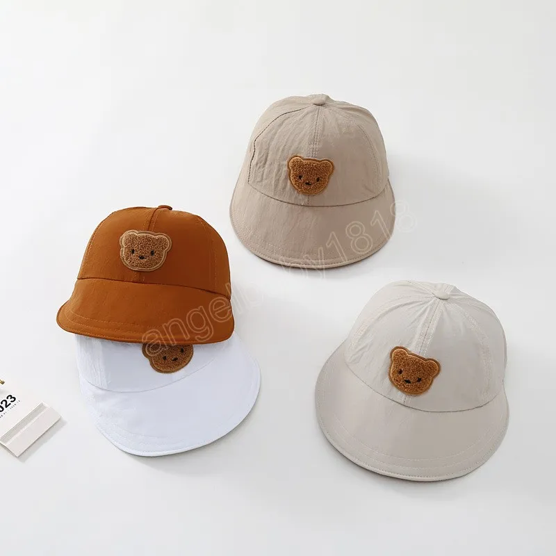 Nya Bear Kids Sun Hats snabbtorkade Autumn Summer Baby Baseball Caps Korean Justerbar barn HAT FÖR GIRLS POYS-Tillbehör 1-4Y