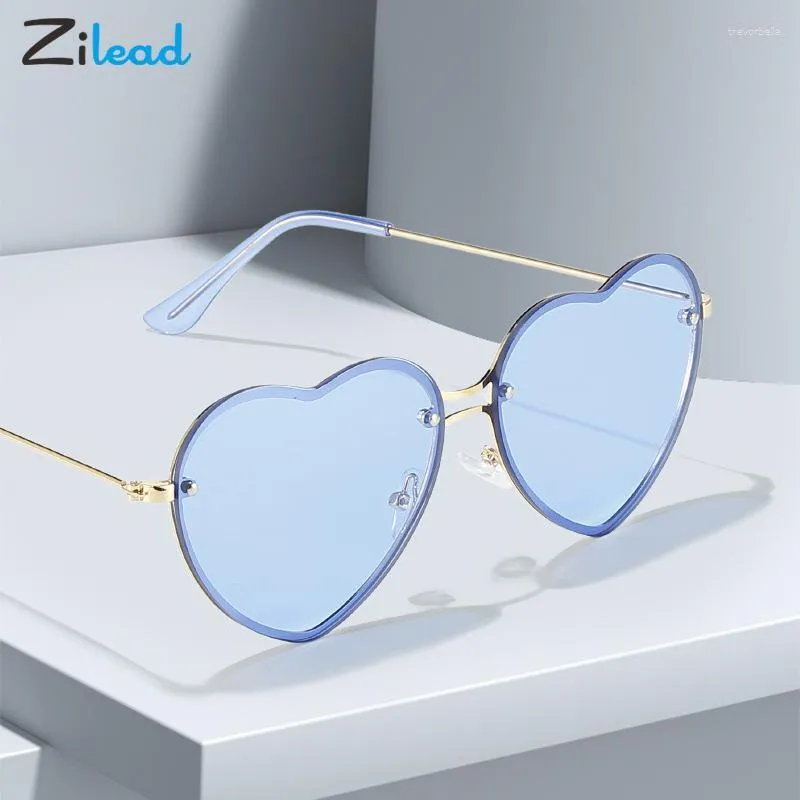 Sunglasses Zilead Luxury Love Heart Women Men Fashion INS Metal Rimless Sun Eyeglasses UV400 Shading Outdoor Driving