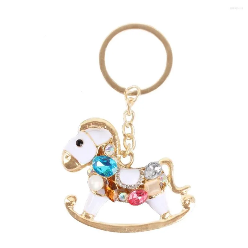 Porte-clés mignon cheval de Troie belle cristal breloque sac à main clé de voiture porte-clés porte-clés fête mariage cadeau d'anniversaire