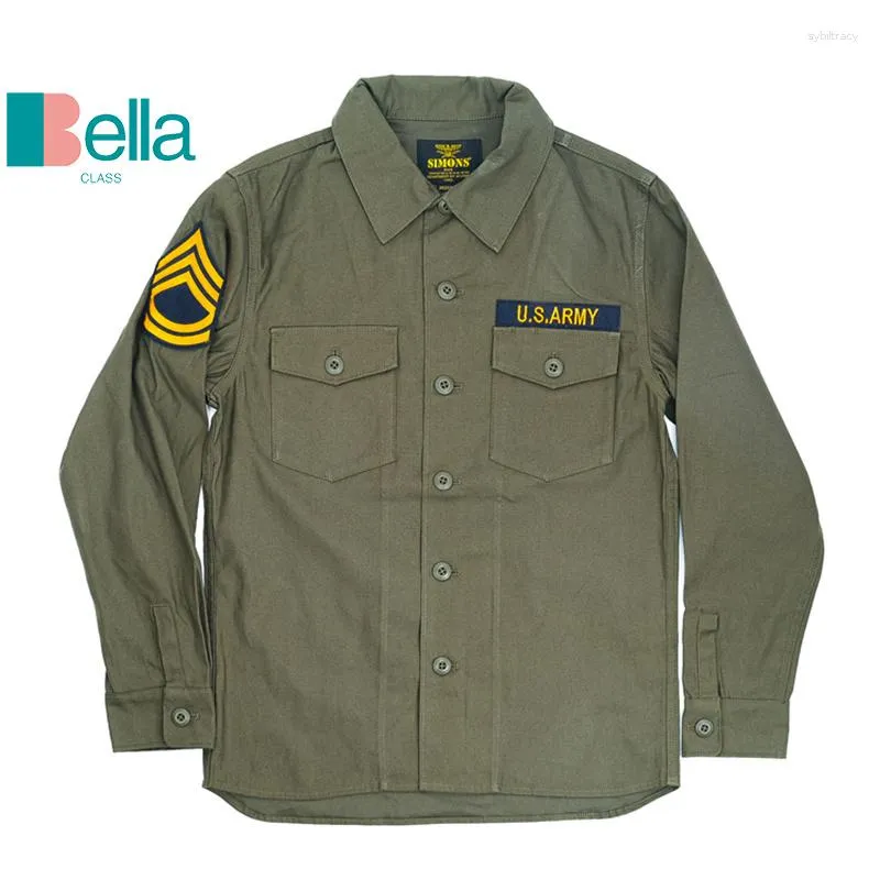 Camisas casuais masculinas Simons Original Reedição US EXÉRCITO OG 107 Camisa de algodão Jaqueta militar vintage Amekaji (tamanho muito pequeno)