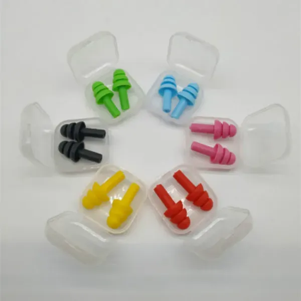 Silicone Earplugs Bathroom Swimmers Soft and Flexible Ear Plugs for shower travelling & sleeping reduce noise Ear plug Many colors RH08157