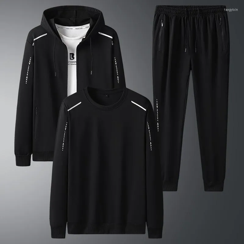 Men's Tracksuits Spring Autumn Men Cardigans Clothes For Hooded Three-piece Sets Sweatshirt Coat Pants Track Suites Man