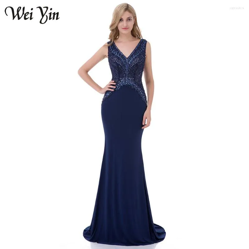 Party Kleider Echt Pos Navy Blau Farbe Perlen Handarbeit Sexy V-ausschnitt Stil Formale Abend Vestido De Festa Robe Soiree WY5188