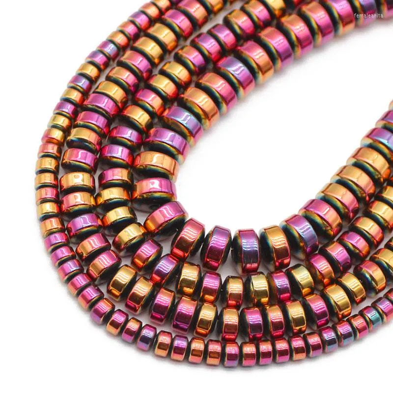 Perline Cilindro Piatto Rosa Rossa Ematite Pietra Naturale Distanziatori Rotondi Fascino Sciolto Per Monili Che Fanno Risultati Braccialetto Fai Da Te 3/4/6/8 MM