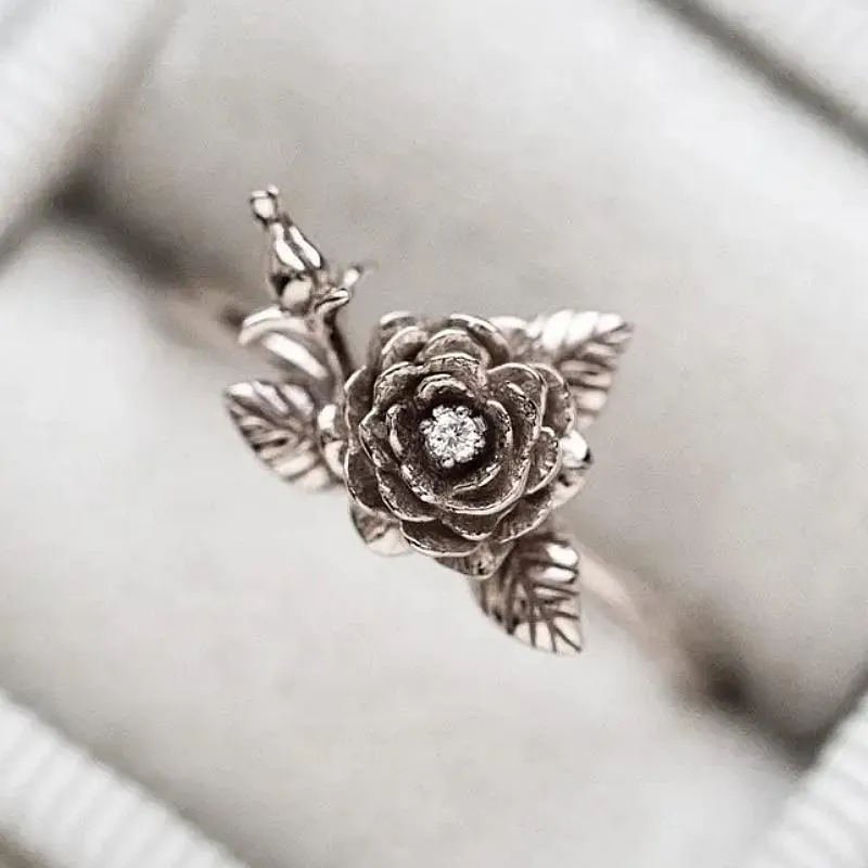 Women's Heart Rings with Romantic Rose Flower Design Wedding Engagement  Love Rings Hot Sale Aesthetic Jewelry at Rs 1769.88 | Koramangala |  Bengaluru| ID: 2851548587930
