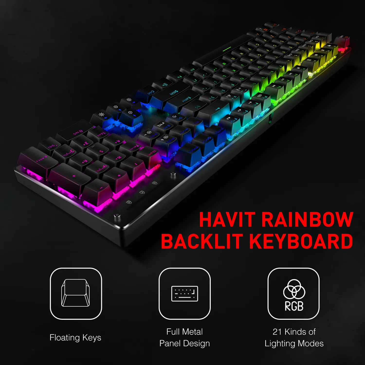 HAVIT Clavier Gaming et Souris Filaire, avec LED lumière, 4