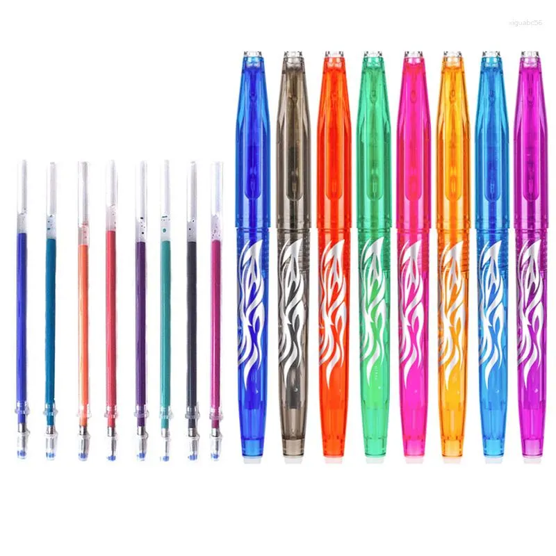 Kawaii 8 Colors Erasable Gel Pens Washable Handle Refill Rod Creative Drawing School Japanese Ballpoint Pen Stationery