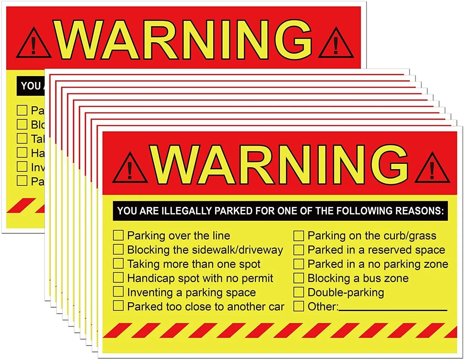 Aggressive Parking Violation Stickers - Illegally Parked Tow Away ...