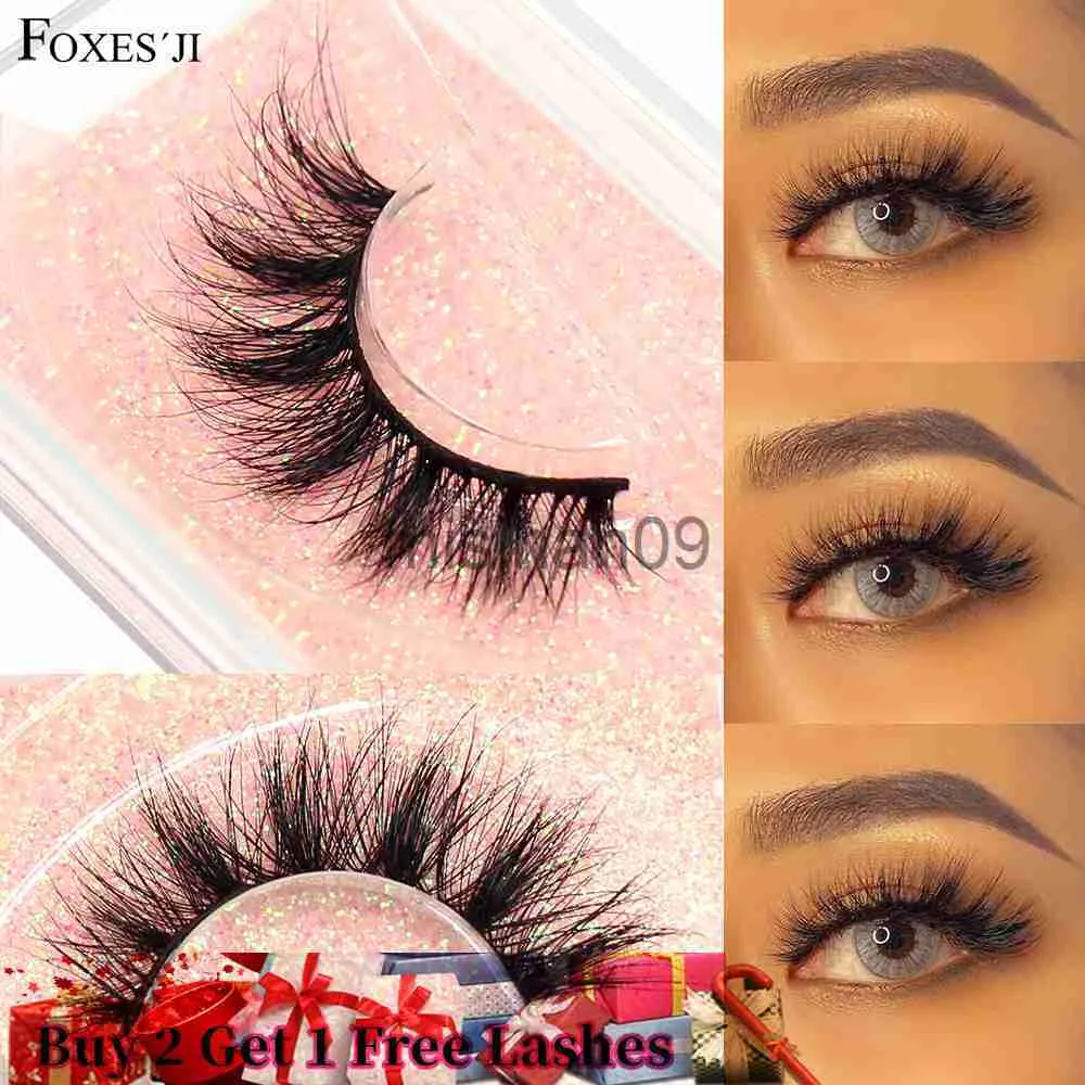 Falska ögonfransar Foxesji Makeup Mink Lashes fluffiga mjuka fulla falska ögonfransar Tjocka falska ögonfransar wispy frans förlängning naturlig 3d ögon mink fransar j230717