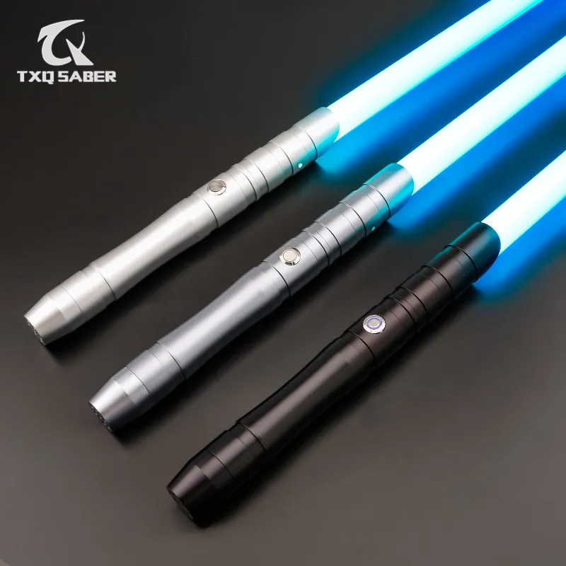 LED 조명 스틱 TXQSABER 광선 검 RGB 금속 손잡이 12 색상 FX SABER 무거운 결투를위한 Double Connected Laser Jedi Sword Cosplay Toys 230718