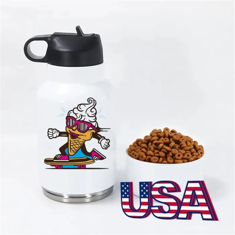 US STOCK 32oz Sublimation Dog Water Bottle Large 32oz Insulated Water Bottle with Travel Dog Water Bowl & Food Bowl Dog Travel Water Bottle Portable Dog Bowl