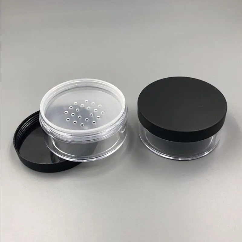 Clear 50g 50ml Plastic Powder Puff Container Case Makeup Cosmetic Jars Face Powder Blusher Storage Box With Sifter Lids Nvvib