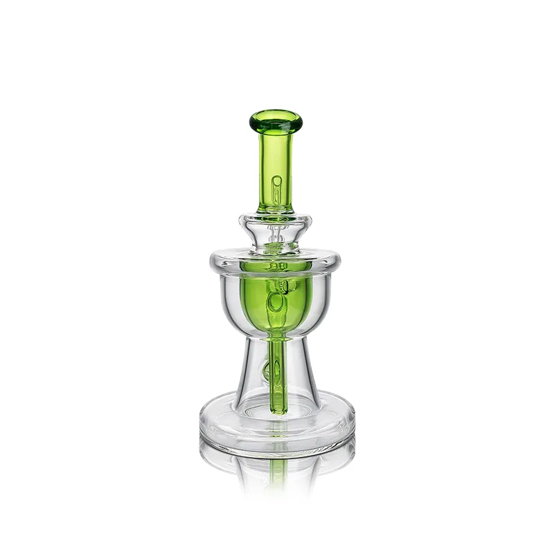 WaxMaid 6.38Inches Trophy Incycler Hookah Green Clear Glass Tornado Beaker GalSs Water Pipe Glass Bong 14mm Joint Oil Rigs Us Warehouse Retail Order Gratis frakt