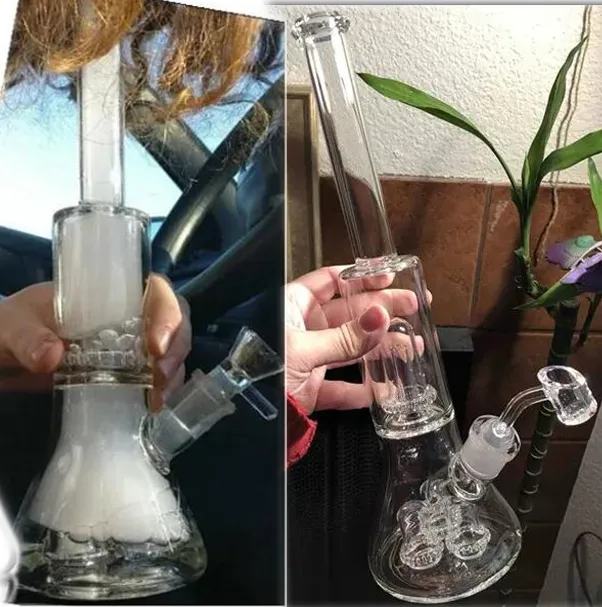 34 cm de haut de base de bécher DAB RIGNES VERRES BOUBLIÈRES DU SUMPRE PERC FUMER PIPE DAB DABE Bongs avec un bol de 18 mm