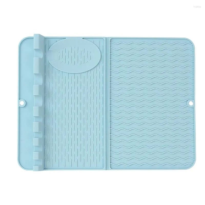 Tapis de table Tapis de séchage pour vaisselle carré Résistant à la chaleur Vaisselle à manger Lave-vaisselle Coussin durable Vaisselle Set de table Bleu