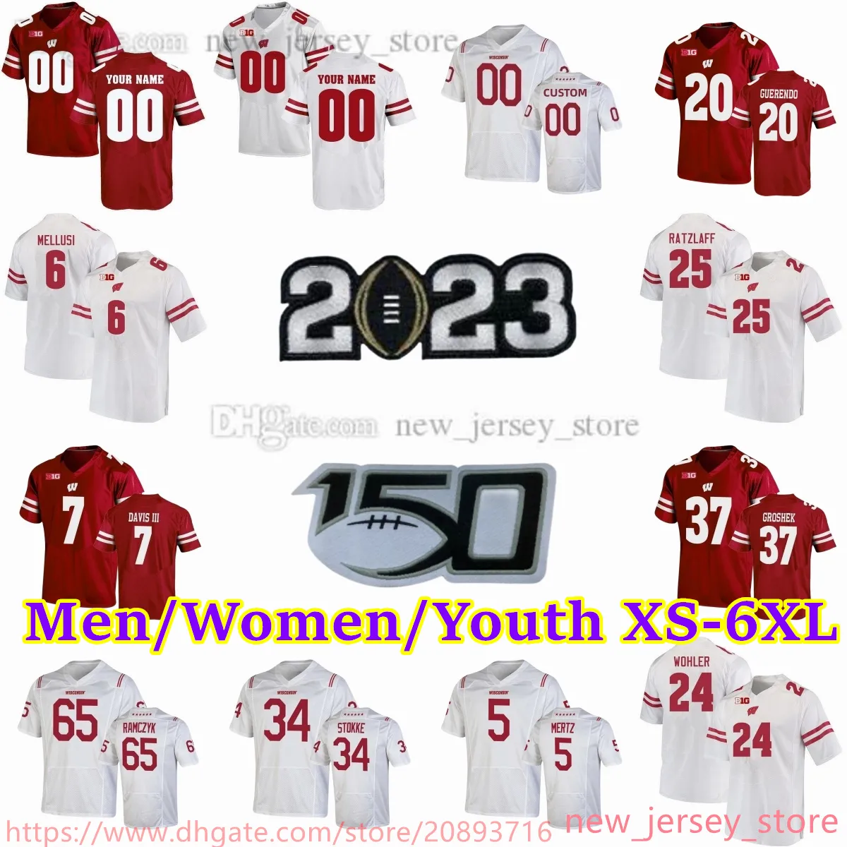 2023 24 Custom S 6XL NCAA Wisconsin Badgers Football Jersey 79 David