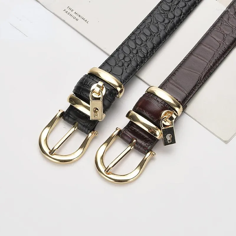 Belts Luxury Genuine Leather Women's Crocodile Pattern Cowhide Needle Buckle Belt Simple Casual Fashionable Andpersonalized Decoration