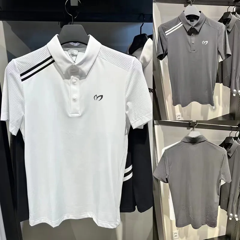 Polos pour hommes T-shirt de golf à manches courtes pour hommes Été séchage rapide respirant maille résistante à l'usure mince élastique Sportswear extérieur décontracté POLO shir 230717