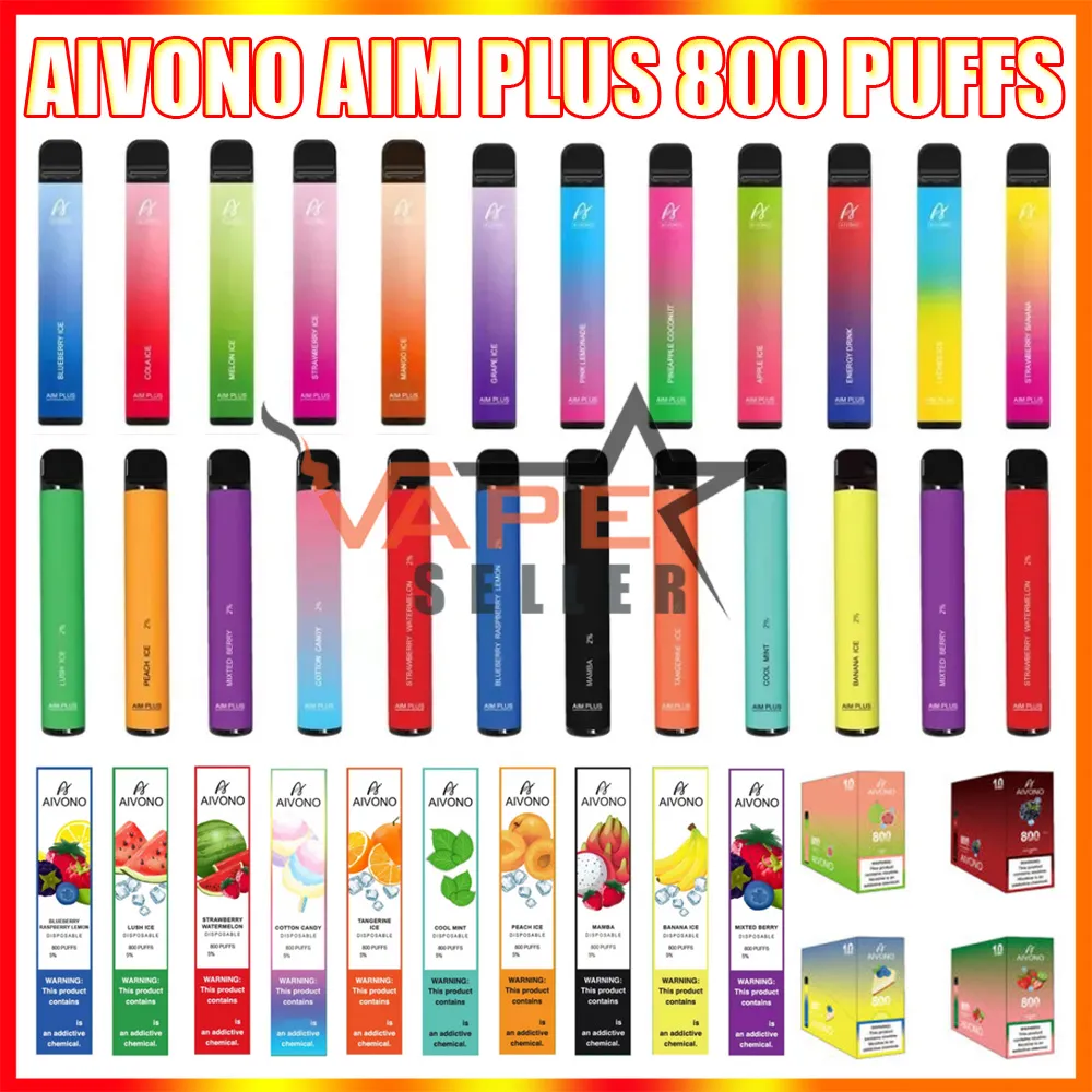 Original Puff Aivono AIM Plus 800 Puffs Bar XXL Flex engång E -cigarettvape penna med 650mAh Battery 3,2 ml POD Mini Elfbar Lost Mary Kit